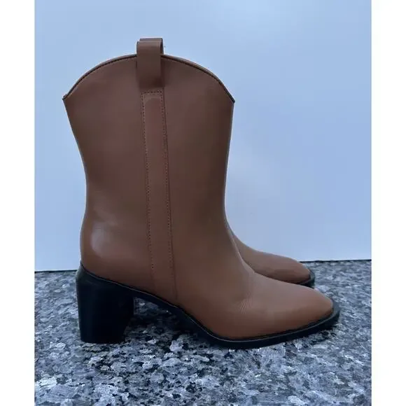 Everlane The Outlaw Boot Saddle Brown Leather Boots Size 9 - Picture 2 of 13